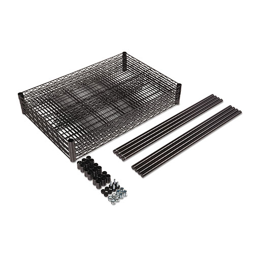 Alera NSF Certified Industrial 4-Shelf Wire Shelving Kit, 36w x 18d x 72h, Black