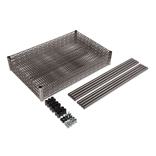Alera Wire Shelving Starter Kit, Four-Shelf, 48w x 18d x 72h, Black Anthracite