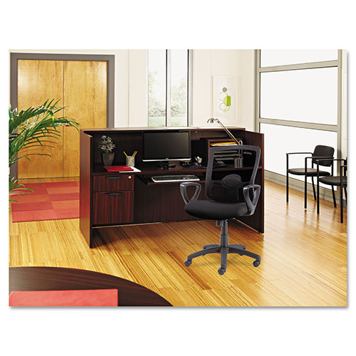 Alera Valencia Series Reception Desk with Counter, 71w x 35.5d x 42.5h, Mahogany