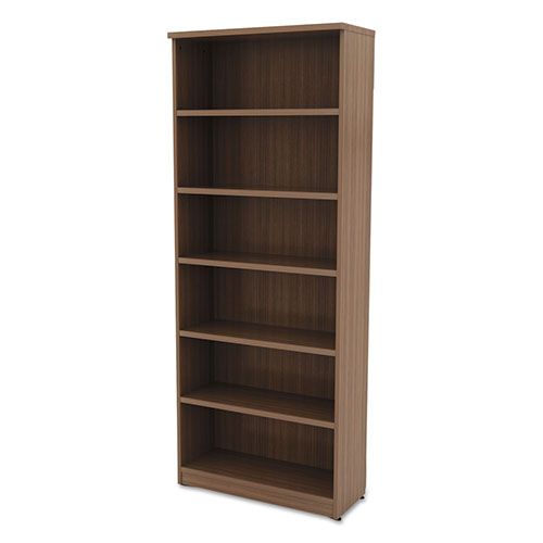 Alera Valencia Series Bookcase, Six-Shelf, 31 3/4w x 14d x 80 1/4h, Mod Walnut
