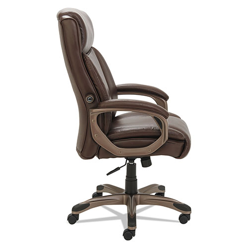 Alera Veon Series Executive High-Back Bonded Leather Chair, Supports up to 275 lbs., Brown Seat/Brown Back, Bronze Base