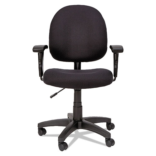 Alera Essentia Series Swivel Task Chair with Adjustable Arms, Supports up to 275 lbs, Black Seat/Black Back, Black Base