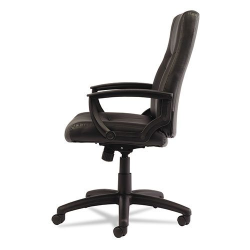 Alera YR Series Executive High-Back Swivel/Tilt Leather Chair, Supports up to 275 lbs, Black Seat/Black Back, Black Base