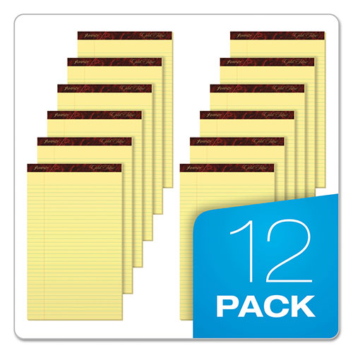 Ampad Gold Fibre Quality Writing Pads, Wide/Legal Rule, 50 Canary-Yellow 8.5 x 14 Sheets, Dozen