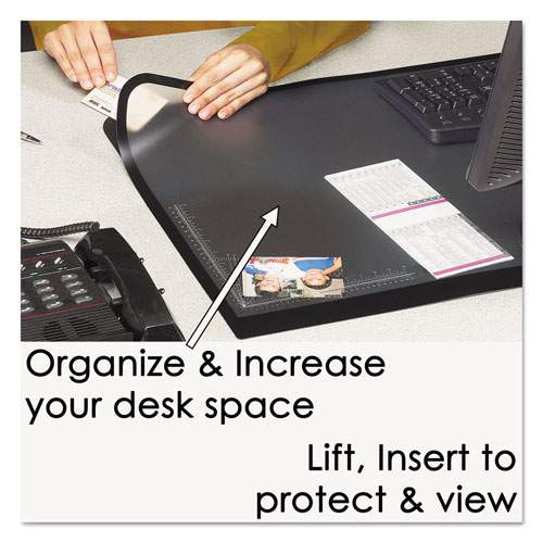 Artistic Office Products Lift-Top Pad Desktop Organizer with Clear Overlay, 24 x 19, Black