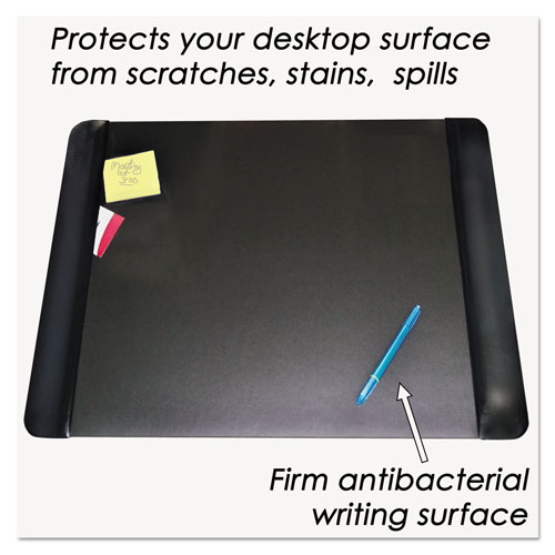 Artistic Office Products Executive Desk Pad with Antimicrobial Protection, Leather-Like Side Panels, 24 x 19, Black