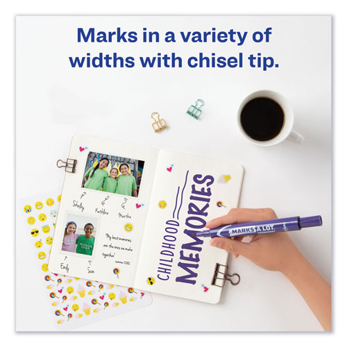 Avery MARKS A LOT Large Desk-Style Permanent Marker, Broad Chisel Tip, Purple, Dozen