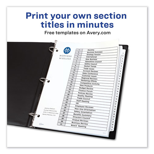 Avery Customizable TOC Ready Index Black and White Dividers, 31-Tab, Letter