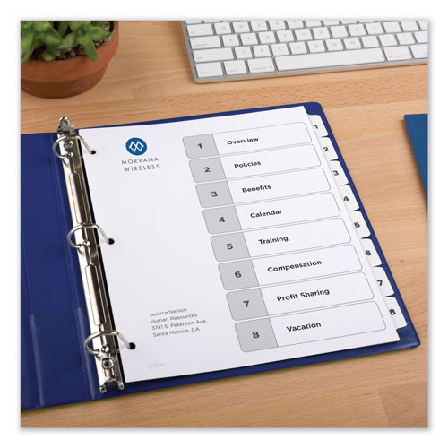 Avery Customizable TOC Ready Index Black and White Dividers, 8-Tab, Letter