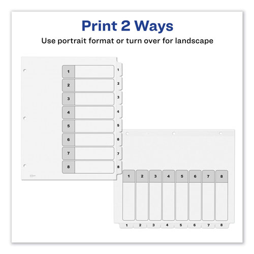 Avery Customizable TOC Ready Index Black and White Dividers, 8-Tab, Letter