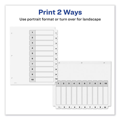 Avery Customizable TOC Ready Index Black and White Dividers, 10-Tab, Letter