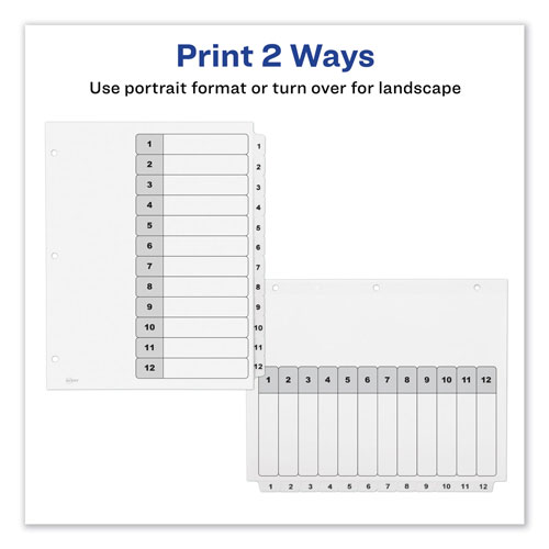 Avery Customizable TOC Ready Index Black and White Dividers, 12-Tab, Letter