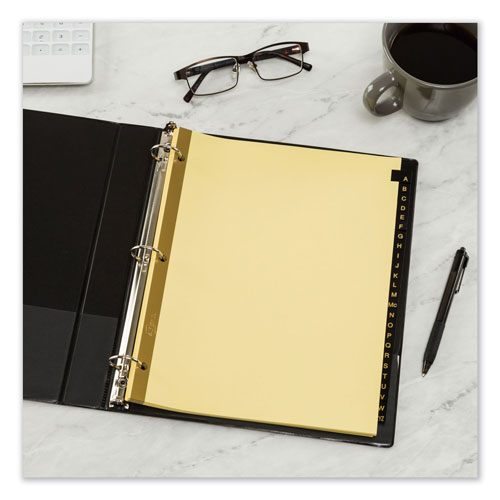 Avery Preprinted Black Leather Tab Dividers w/Gold Reinforced Edge, 25-Tab, Ltr