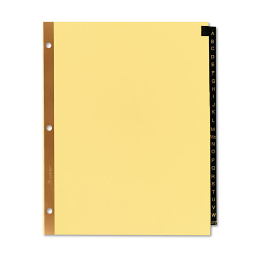 Avery Preprinted Black Leather Tab Dividers w/Gold Reinforced Edge, 25-Tab, Ltr