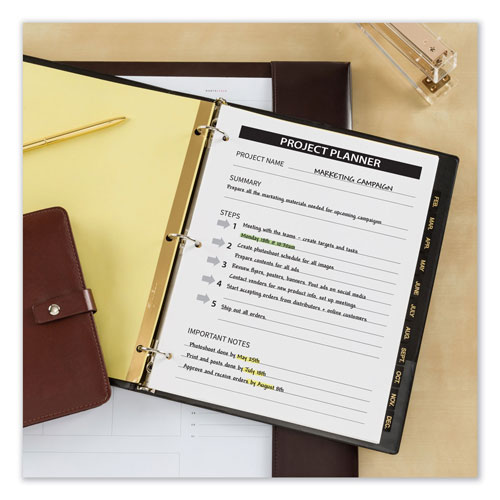 Avery Preprinted Black Leather Tab Dividers w/Gold Reinforced Edge, 12-Tab, Ltr