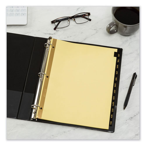 Avery Preprinted Black Leather Tab Dividers w/Gold Reinforced Edge, 12-Tab, Ltr