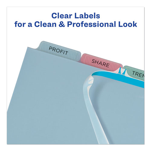 Avery Print and Apply Index Maker Clear Label Plastic Dividers with Printable Label Strip, 5-Tab, 11 x 8.5, Translucent, 1 Set