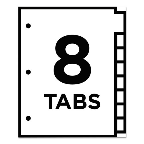 Avery Table 'n Tabs Dividers, 8-Tab, 1 to 8, 11 x 8.5, White, 1 Set
