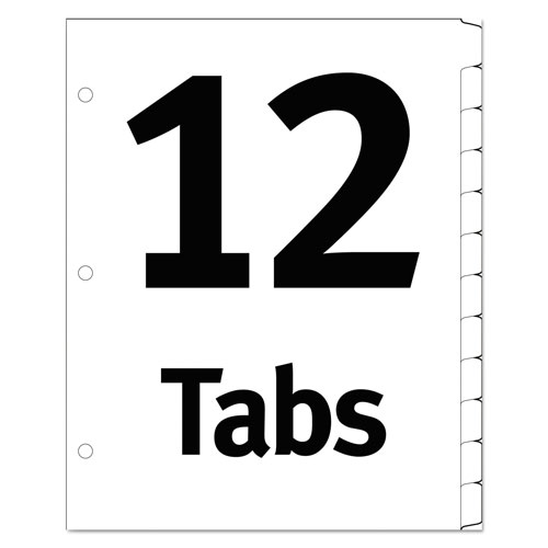 Avery Table 'n Tabs Dividers, 12-Tab, 1 to 12, 11 x 8.5, White, 1 Set