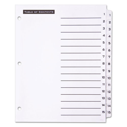 Avery Table 'n Tabs Dividers, 15-Tab, 1 to 15, 11 x 8.5, White, 1 Set