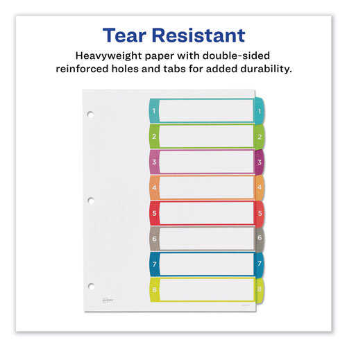 Avery Customizable TOC Ready Index Multicolor Dividers, 1-8, Letter