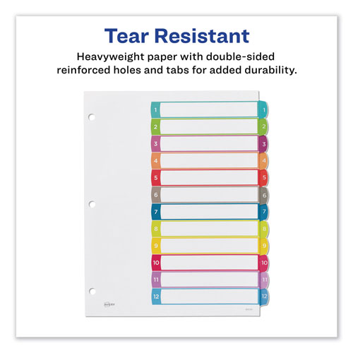 Avery Customizable TOC Ready Index Multicolor Dividers, 1-12, Letter