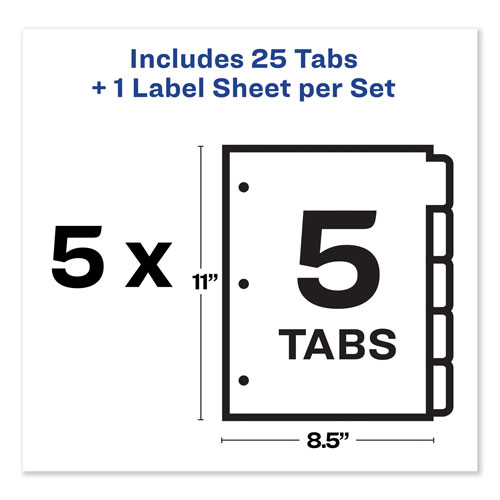 Avery Print and Apply Index Maker Clear Label Dividers, 5 Color Tabs, Letter, 5 Sets