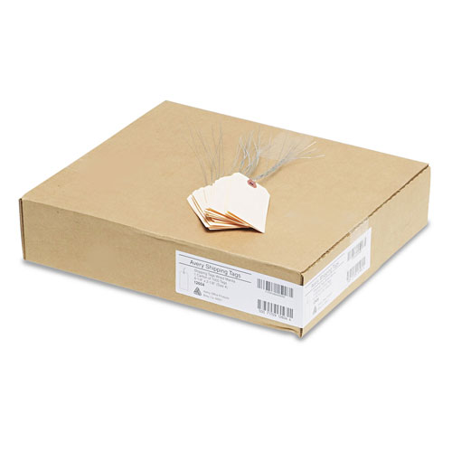 Avery Double Wired Shipping Tags, 13pt. Stock, 4 1/4 x 2 1/8, Manila, 1,000/Box
