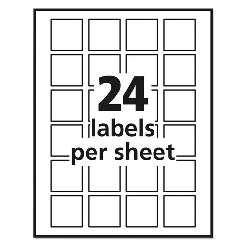 Avery Square Labels w/ Sure Feed & TrueBlock, 1 1/2 x 1 1/2, White, 600/PK