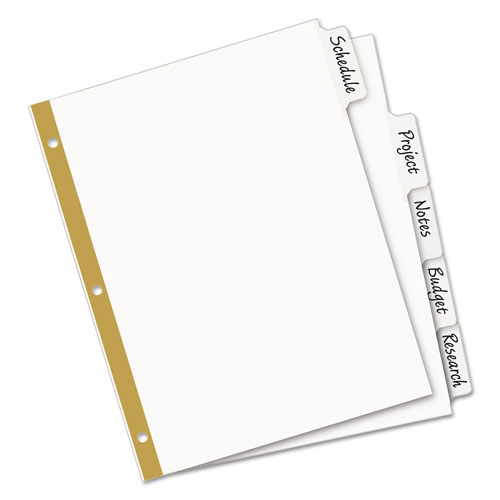Avery Write & Erase Big Tab Paper Dividers, 5-Tab, White, Letter
