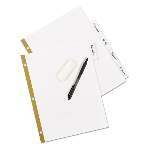 Avery Write & Erase Big Tab Paper Dividers, 5-Tab, White, Letter