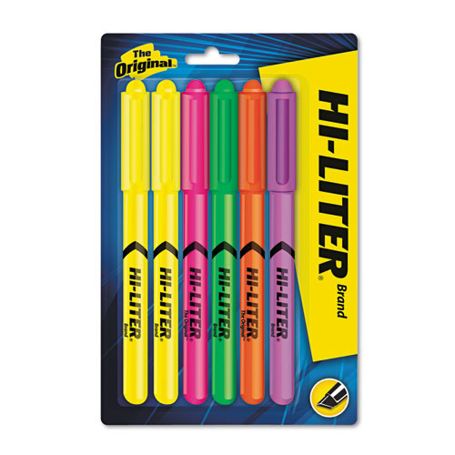 Avery HI-LITER Pen-Style Highlighters, Chisel Tip, Assorted Colors, 6/Set