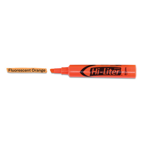 Avery HI-LITER Desk-Style Highlighters, Chisel Tip, Fluorescent Orange, Dozen