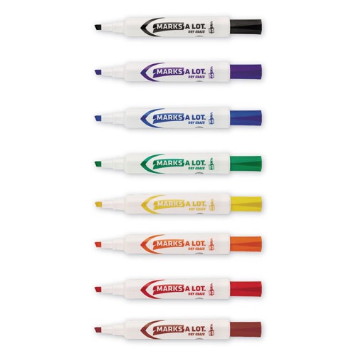 Avery MARKS A LOT Desk-Style Dry Erase Marker, Broad Chisel Tip, Assorted Colors, 8/Set