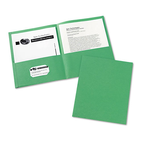 Avery Two-Pocket Folder, 40-Sheet Capacity, Green, 25/Box