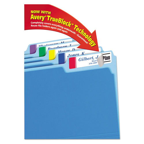 Avery Extra-Large TrueBlock File Folder Labels with Sure Feed Technology, 0.94 x 3.44, White, 18/Sheet, 25 Sheets/Pack