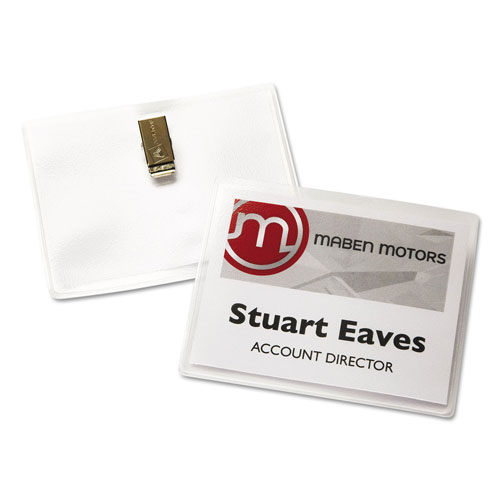 Avery Clip-Style Name Badge Holder with Laser/Inkjet Insert, Top Load, 4 x 3, White, 40/Box