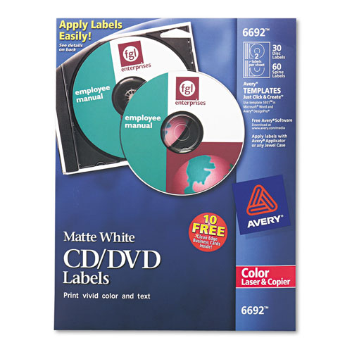 Avery Laser CD Labels, Matte White, 40/Pack