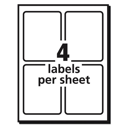 Avery Vibrant Laser Color-Print Labels w/ Sure Feed, 3 3/4 x 4 3/4, White, 100/PK