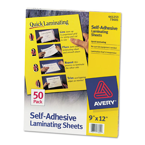 Avery Clear Self-Adhesive Laminating Sheets, 3 mil, 9