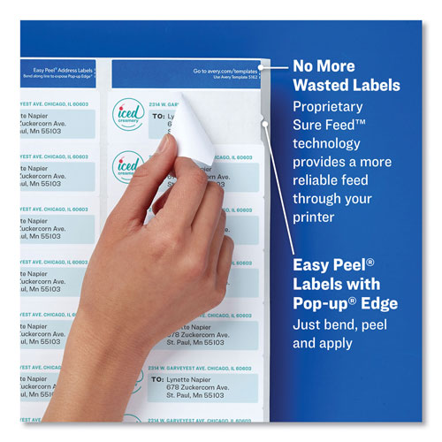 Avery Easy Peel White Address Labels w/ Sure Feed Technology, Inkjet Printers, 1 x 2.63, White, 30/Sheet, 25 Sheets/Pack