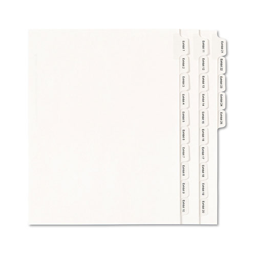 Avery Preprinted Legal Exhibit Side Tab Index Dividers, Allstate Style, 25-Tab, Exhibit 1 to Exhibit 25, 11 x 8.5, White, 1 Set