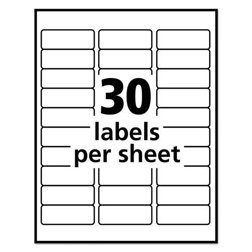 Avery Waterproof Address Labels with TrueBlock and Sure Feed, Laser Printers, 1 x 2.63, White, 30/Sheet, 500 Sheets/Box