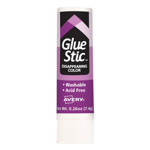 Avery Permanent Glue Stic Value Pack, 0.26 oz, Applies Purple, Dries Clear, 6/Pack