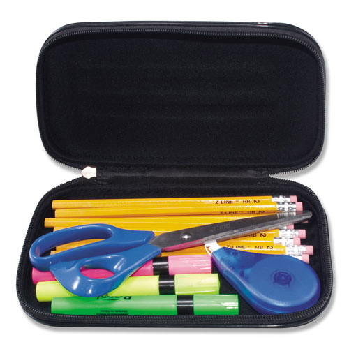 Advantus Large Soft-Sided Pencil Case, Fabric with Zipper Closure, Black