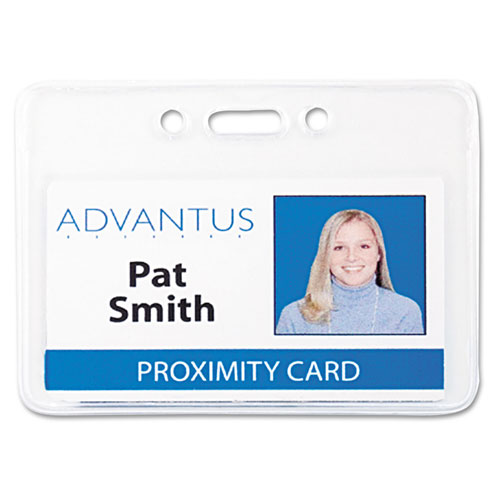 Advantus Proximity ID Badge Holder, Horizontal, 3.75 x 3, Clear, 50/Pack