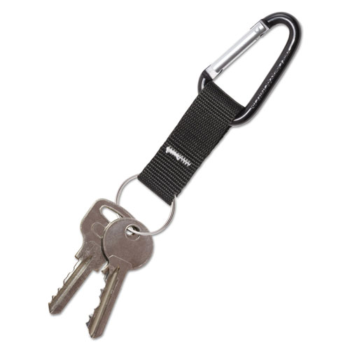 Advantus Carabiner Key Chains, Split Key Rings, Aluminum, Black, 10/Pack