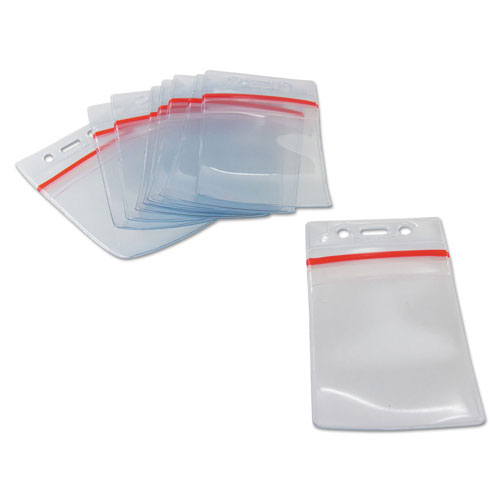 Baumgarten's Sicurix Sealable Cardholder, Vertical, 2 5/8 x 3 3/4, Clear, 50/Pack