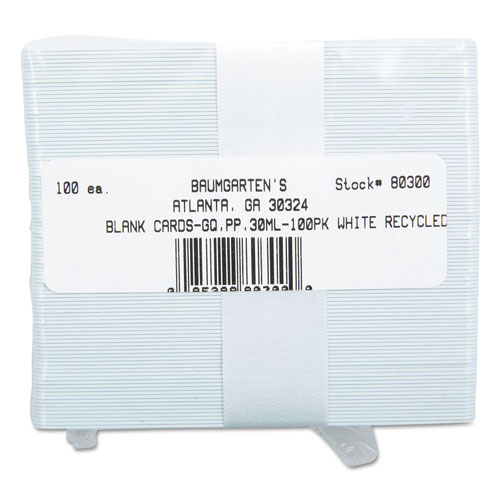 Baumgarten's SICURIX Blank ID Card, 2 1/8 x 3 3/8, White, 100/Pack