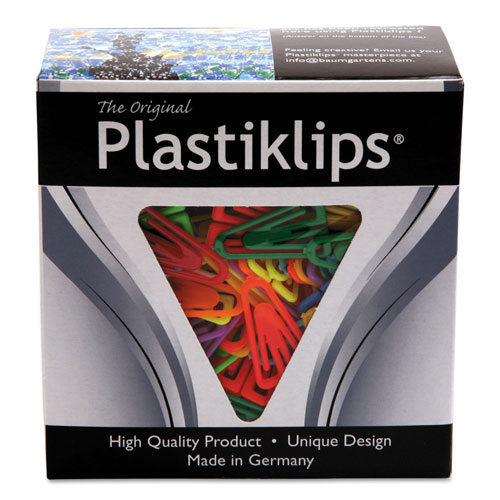 Baumgarten's Plastiklips Paper Clips, Medium (No. 4), Assorted Colors, 500/Box